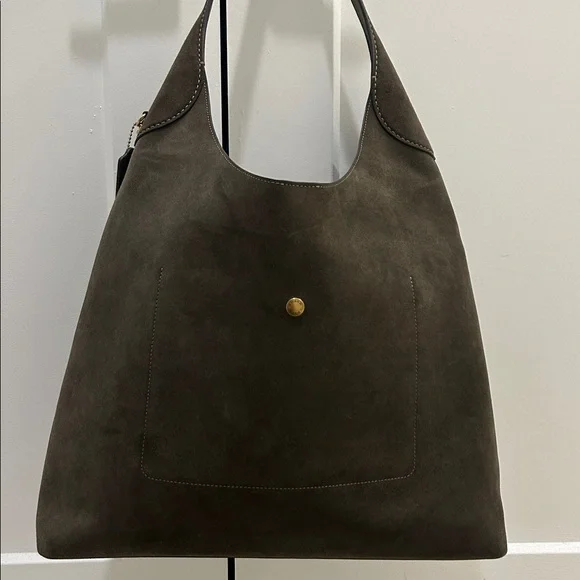 Coach (NWT) Brooklyn Shoulder Bag 39 in Brass/Olive Suede - Picture 10 of 17